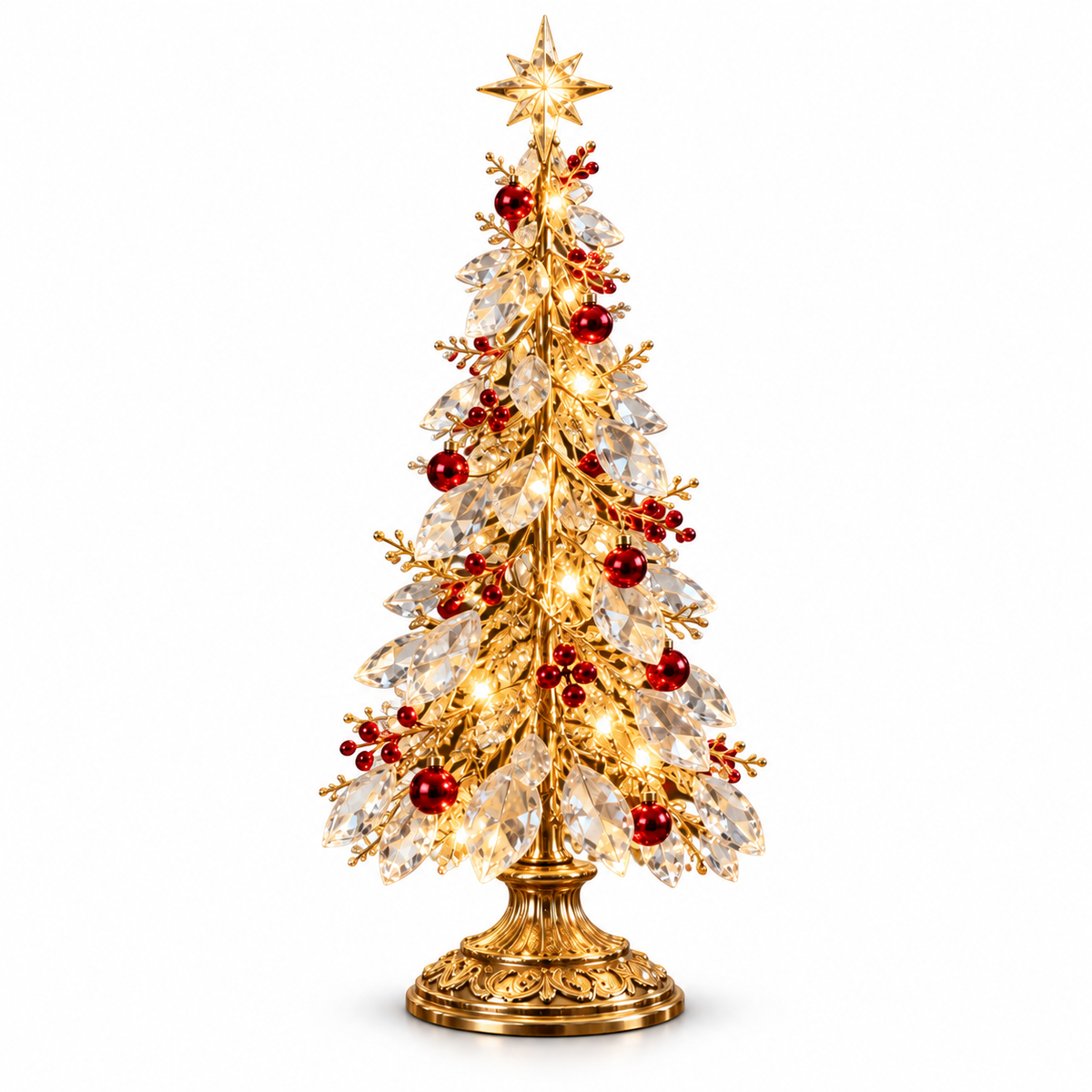 Crystal Leaf LED Christmas Tree Tabletop Decoration