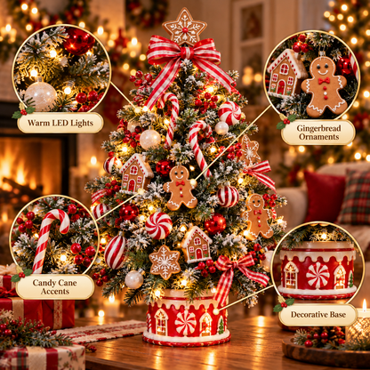 Gingerbread Candy LED Tabletop Christmas Tree