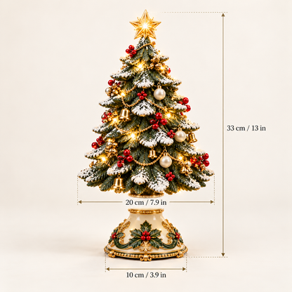 Holly Crest Cream & Gold LED Tabletop Christmas Tree