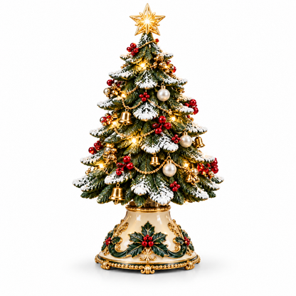 Holly Crest Cream & Gold LED Tabletop Christmas Tree