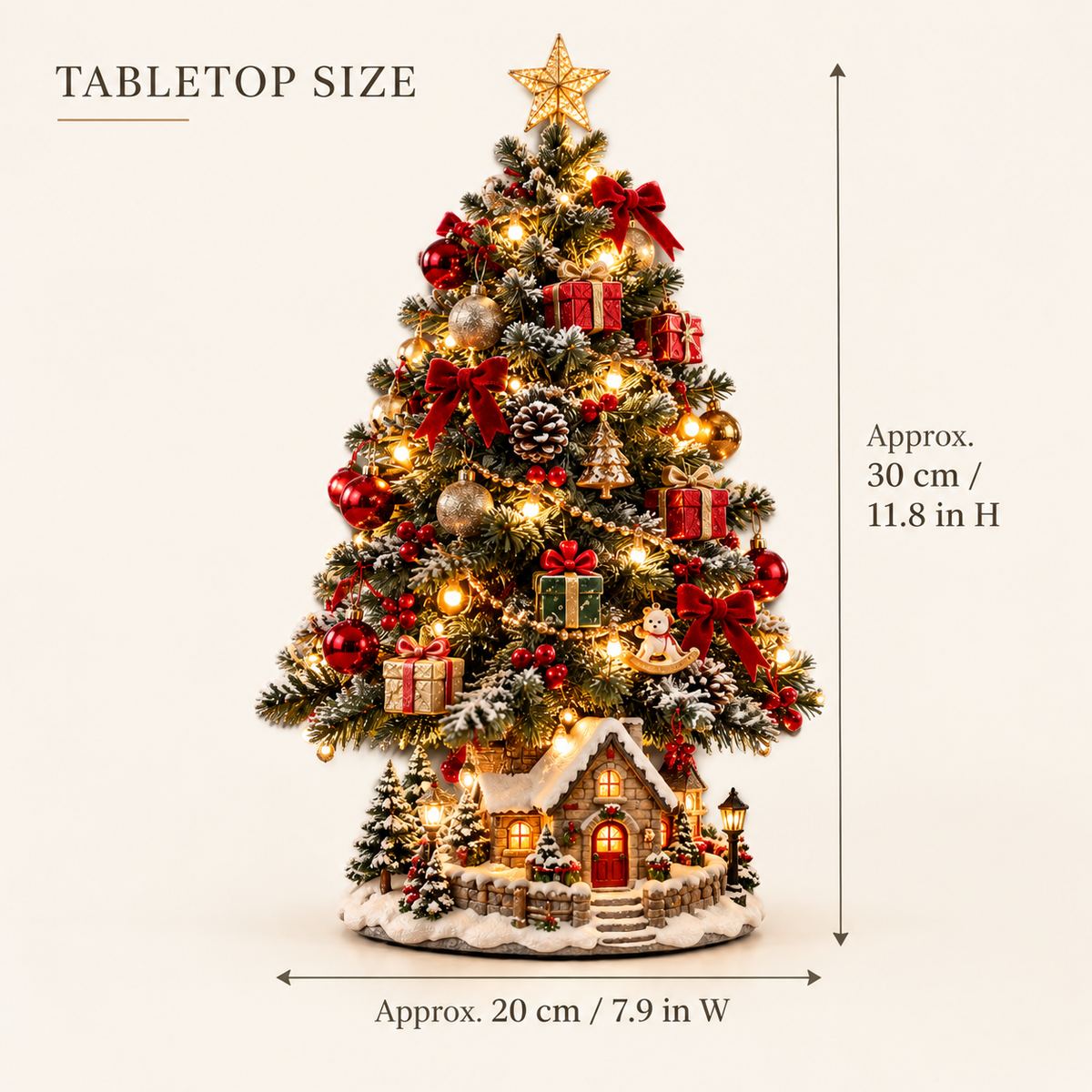 Snowy Village Star LED Tabletop Christmas Tree