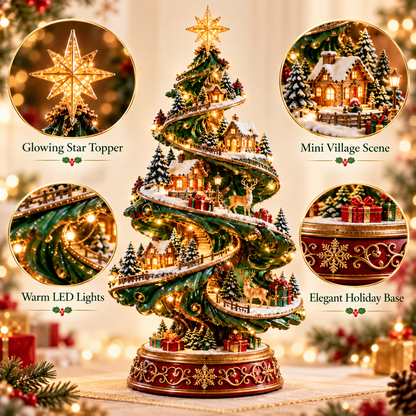 Spiral Christmas Village Tree with LED Lights