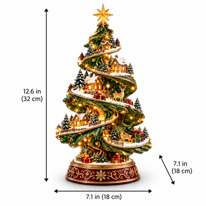 Spiral Christmas Village Tree with LED Lights