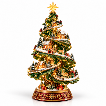Spiral Christmas Village Tree with LED Lights
