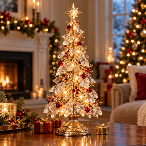Crystal Leaf LED Christmas Tree Tabletop Decoration