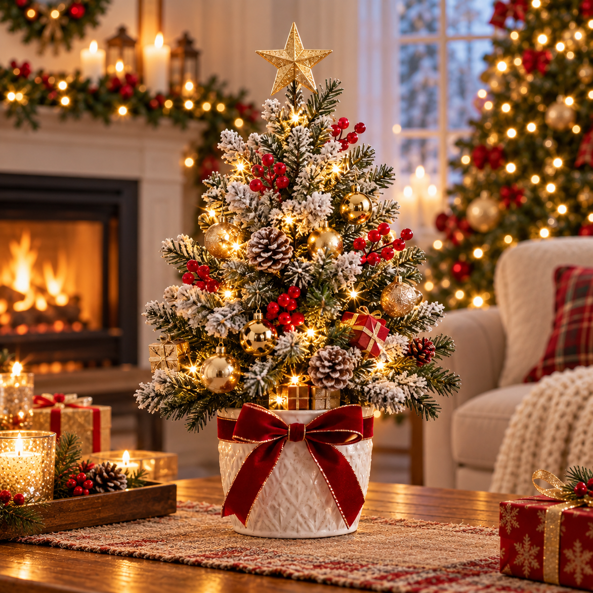 Snow-Kissed Evergreen LED Tabletop Christmas Tree